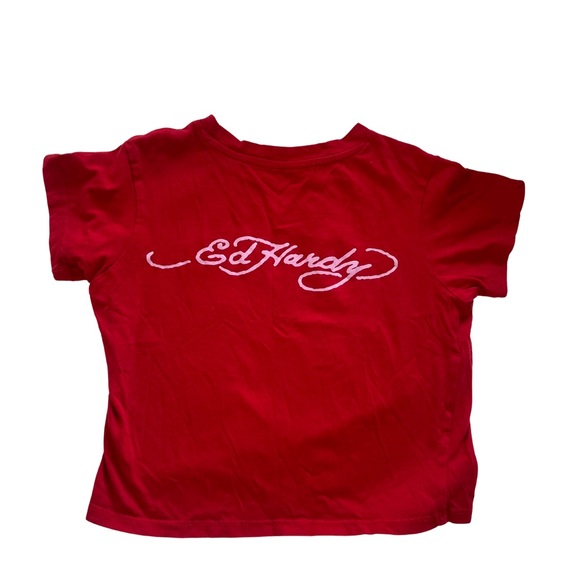 Ed Hardy Cropped Graphic Tee “Ed Hardy” Script — Size M (Y2K / Tattoo Style) - Picture 3 of 3